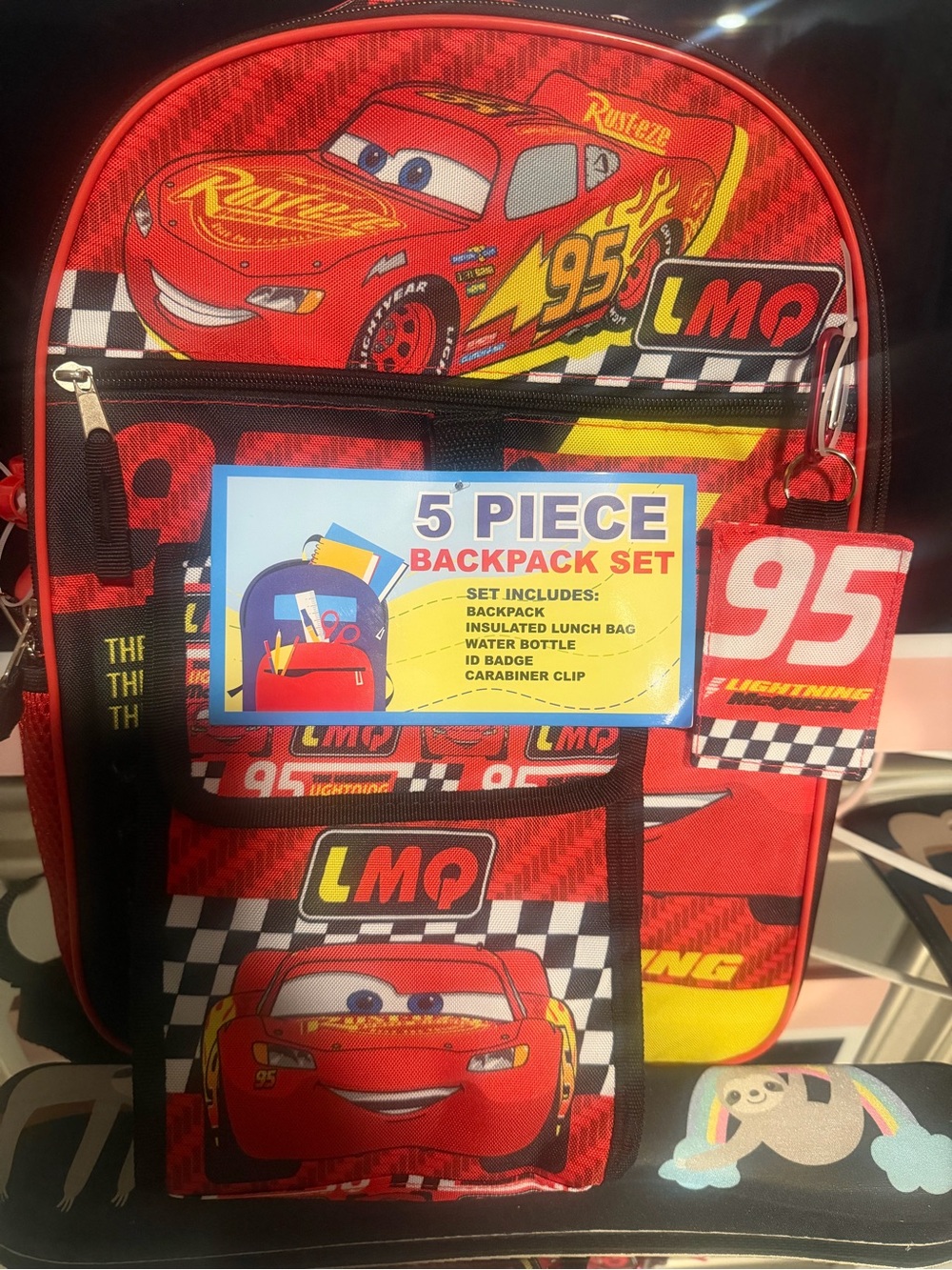 Bioworld Lightning Race Car 5-Piece Backpack Set - Red & Yellow